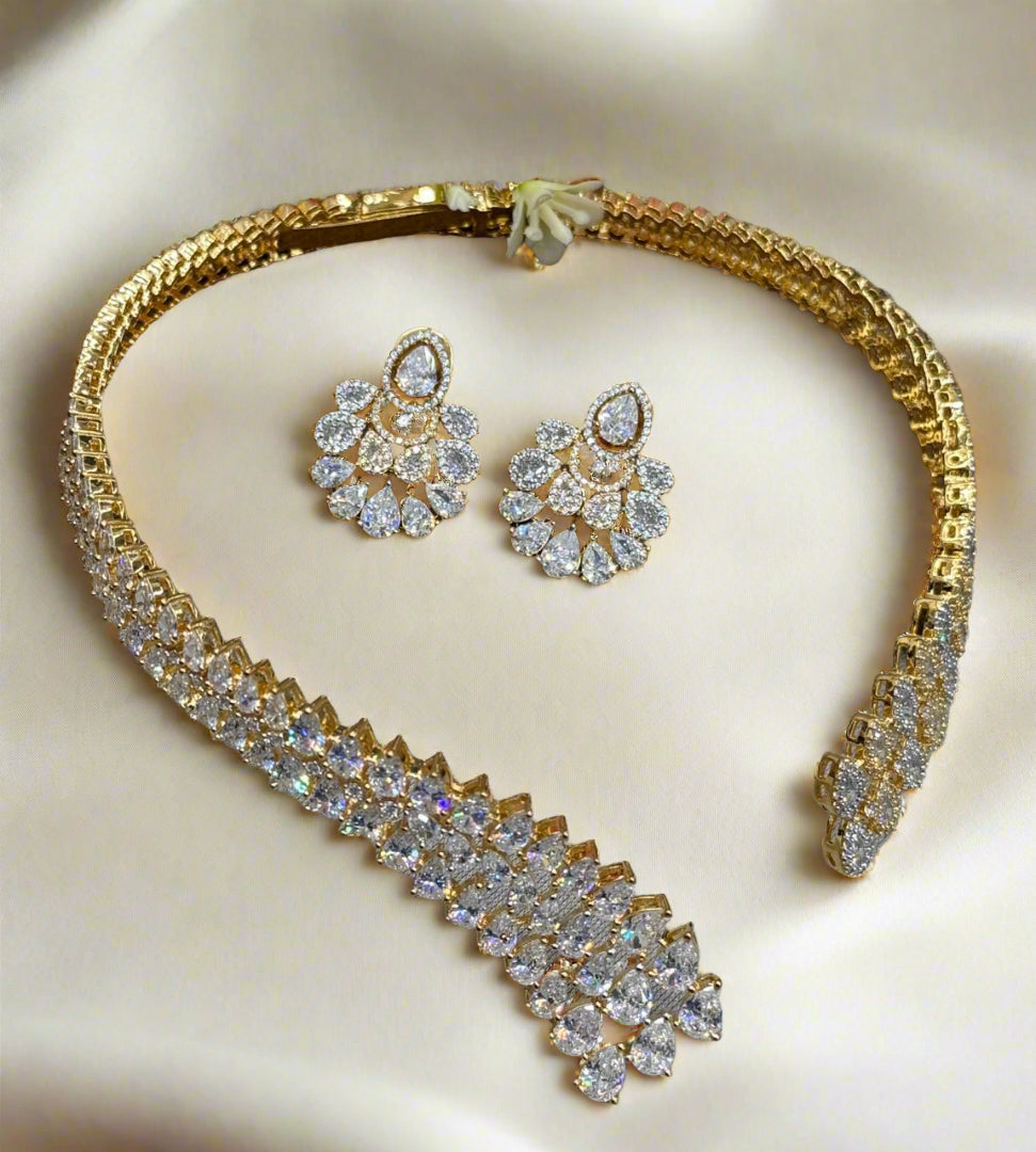 Artificial Stone Necklace Set with Matching Earrings for Women